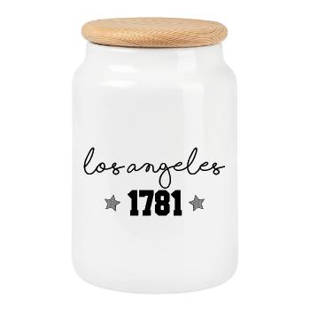 1781 Los Angeles - Keksdose mit Holzdeckel - Weiß - Vorne