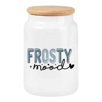 Frosty Text in Icy Style - Cookie Jar with Wooden Lid - white - Front