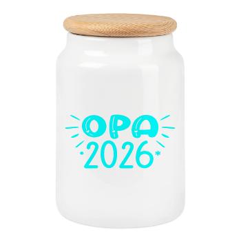 GRANDPA 2026 GRANDCHILD BABY BIRTH - Cookie Jar with Wooden Lid - white - Front