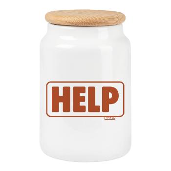 Aide pour la conception rétro de panneaux d’urgence - Boîte à biscuits avec couvercle en bois - blanc - Devant