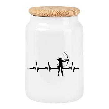 Cardiogramme Tir à l’arc Filles - Boîte à biscuits avec couvercle en bois - blanc - Devant