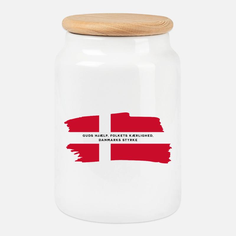 Dänische Flagge - Keksdose mit Holzdeckel - Weiß