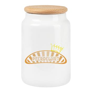 Cadeau pour gardien de chevaux - Boîte à biscuits avec couvercle en bois - blanc - Devant