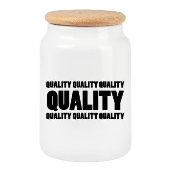Qualité - Boîte à biscuits avec couvercle en bois - blanc - Devant