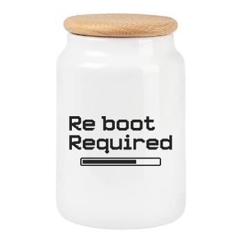 Reboot Required – Retro-Gaming-Style - Keksdose mit Holzdeckel - Weiß - Vorne