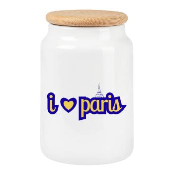 J’adore Paris - Boîte à biscuits avec couvercle en bois - blanc - Devant