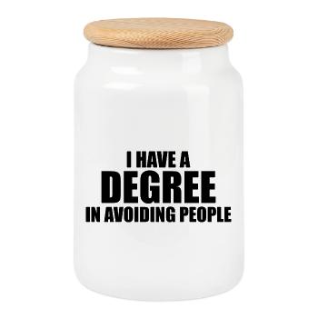 I have a degree in avoiding people - Boîte à biscuits avec couvercle en bois - blanc - Devant