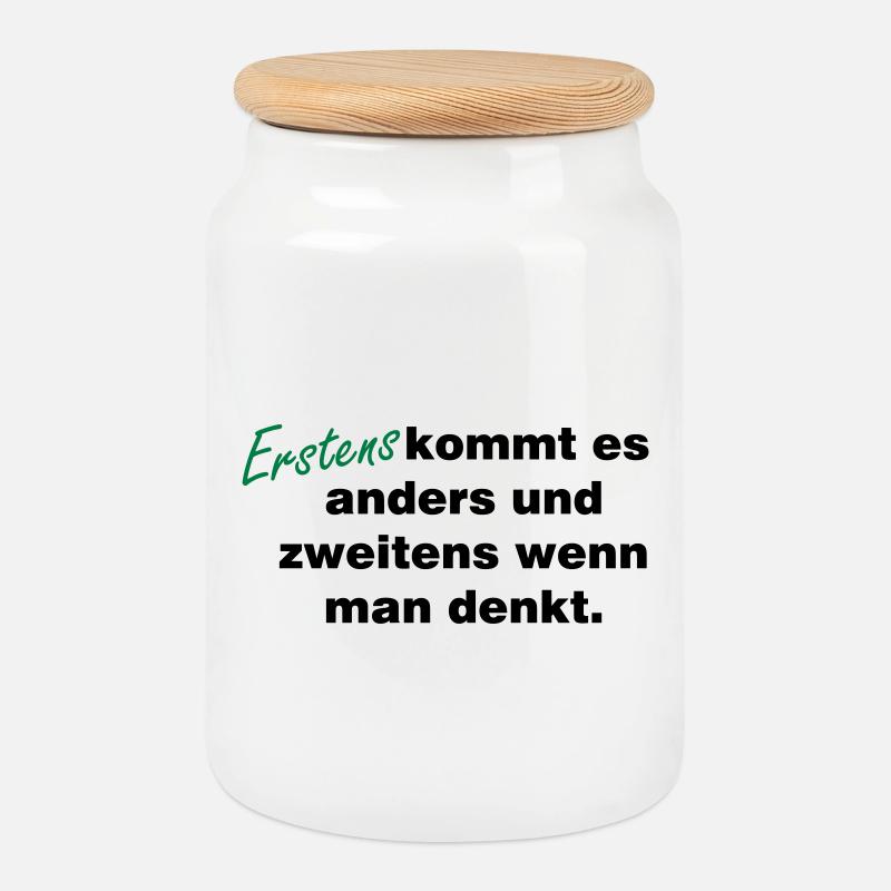 Wenn_man_denkt - Cookie Jar with Wooden Lid - white
