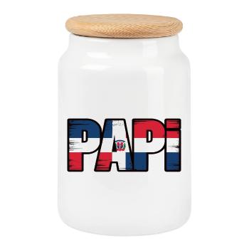 Daddy Dominican Flag – Proud Dad from the - Cookie Jar with Wooden Lid - white - Front
