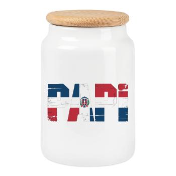 Daddy Dominican Flag – Proud Dad from the - Cookie Jar with Wooden Lid - white - Front