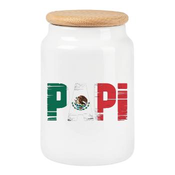 Drapeau Daddy Mexico – Père fier dans le style latino - Boîte à biscuits avec couvercle en bois - blanc - Devant