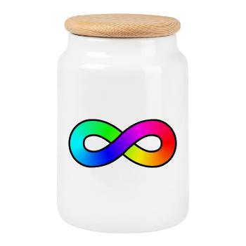 Autism Rainbow Infinity - Cookie Jar with Wooden Lid - white - Front