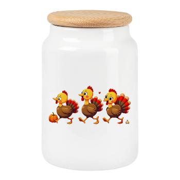 Thanksgiving Truthahn Baby - Keksdose mit Holzdeckel - Weiß - Vorne