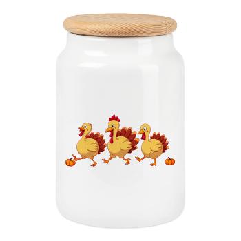 Thanksgiving Truthahn Baby - Keksdose mit Holzdeckel - Weiß - Vorne