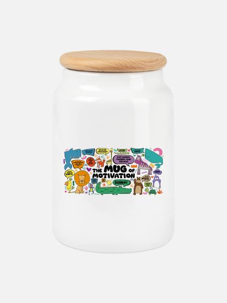 Tasse der Motivation - Keksdose mit Holzdeckel - Weiß