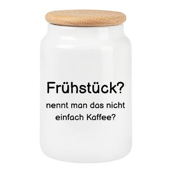 Breakfast? isn't that just called coffee? - Cookie Jar with Wooden Lid - white - Front