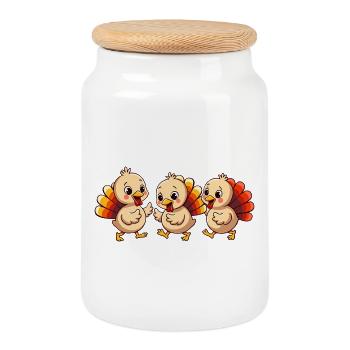 Thanksgiving Truthahn Baby - Keksdose mit Holzdeckel - Weiß - Vorne
