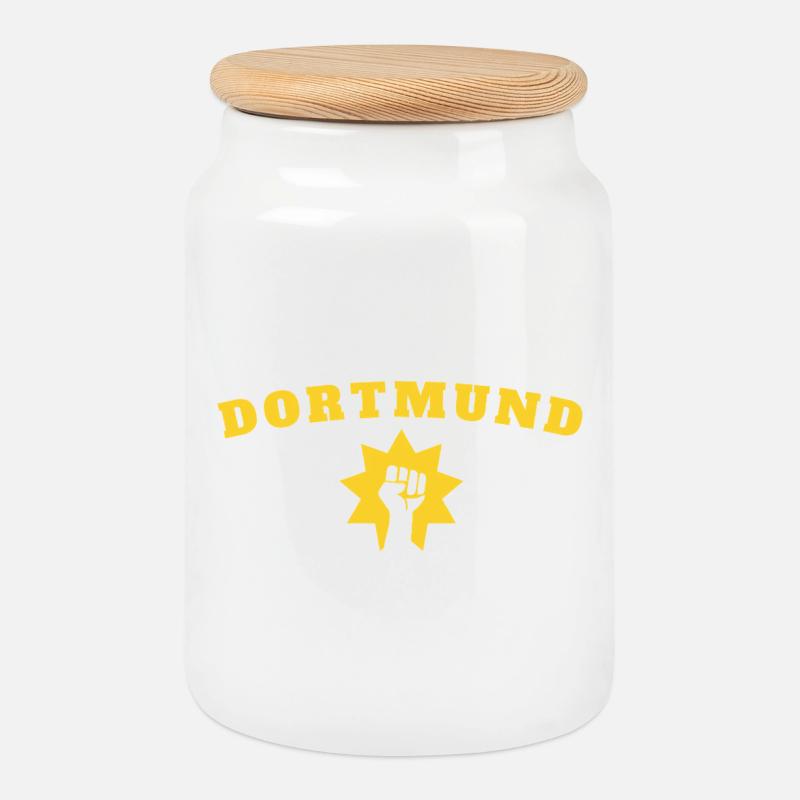 Dortmund - Keksdose mit Holzdeckel - Weiß