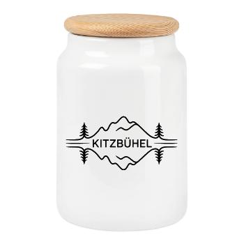 Kitzbühel - Souvenir Design - Keksdose mit Holzdeckel - Weiß - Vorne