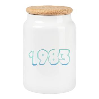 1983 1983 - Cookie Jar with Wooden Lid - white - Front