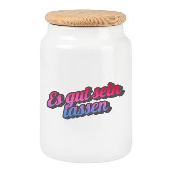 Let it be. - Cookie Jar with Wooden Lid - white - Front