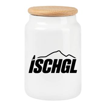 Ischgl - Création de souvenirs - Boîte à biscuits avec couvercle en bois - blanc - Devant