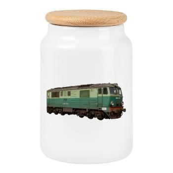 Lokomotive SU46 Eisenbahnzug - Keksdose mit Holzdeckel - Weiß - Vorne