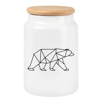 Polygone d’ours - Boîte à biscuits avec couvercle en bois - blanc - Devant