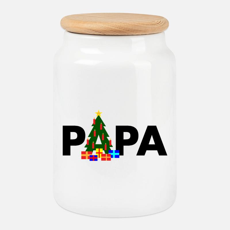 Papa Weihnachtsbaum - Keksdose mit Holzdeckel - Weiß