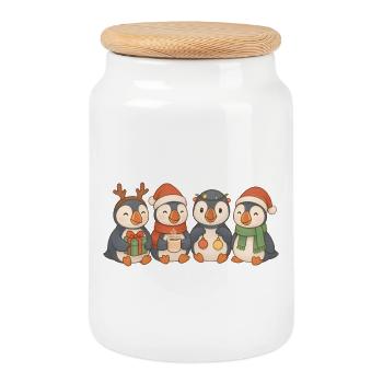 Papageientaucher Kinder Jungen Mädchen Weihnachtsp - Keksdose mit Holzdeckel - Weiß - Vorne