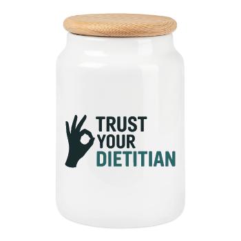 Trust Your Dietitian Professional Expert Guidance  - Cookie Jar with Wooden Lid - white - Front