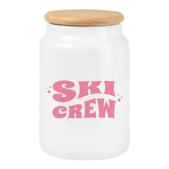 Ski Crew Apres Ski Spruch - Keksdose mit Holzdeckel - Weiß - Vorne