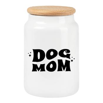 Dog Mom Love Design - Boîte à biscuits avec couvercle en bois - blanc - Devant