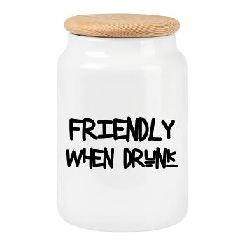 Friendly When Drunk - Alcool - Boîte à biscuits avec couvercle en bois - blanc - Devant