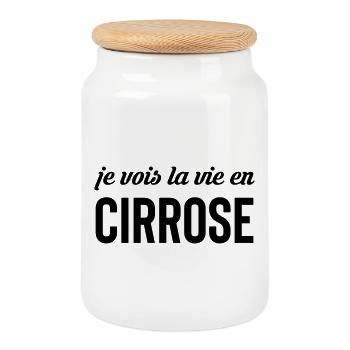 I see life in cirrosis - alcohol - Cookie Jar with Wooden Lid - white - Front