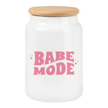 Babe Fashion Power Design - Cookie Jar with Wooden Lid - white - Front