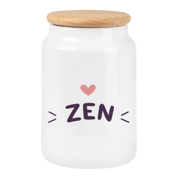 Zen Coeur Violet - Boîte à biscuits avec couvercle en bois - blanc - Devant