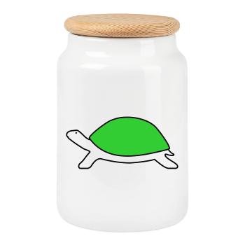 Turtle - Cookie Jar with Wooden Lid - white - Front