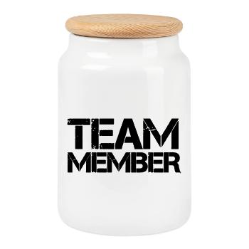 team_member - Cookie Jar with Wooden Lid - white - Front