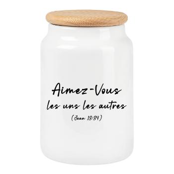 Aimez-Vous les uns les autres (Jean 13:34) - Boîte à biscuits avec couvercle en bois - blanc - Devant