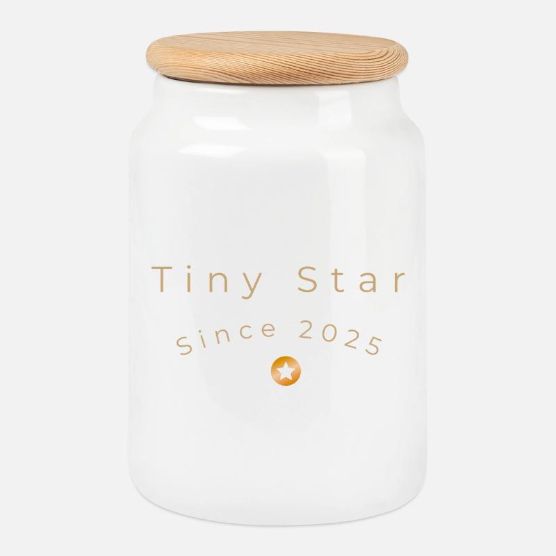 Tiny Star Since 2025  Minimalistisches Baby-Design - Keksdose mit Holzdeckel - Weiß