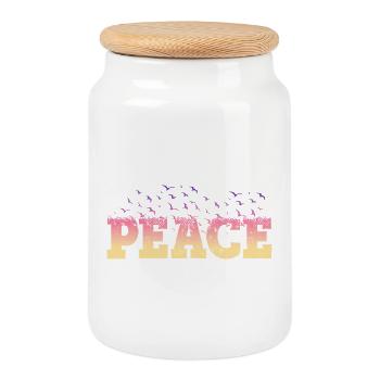 Police de la paix Police des oiseaux colorés contre la guerre - Boîte à biscuits avec couvercle en bois - blanc - Devant