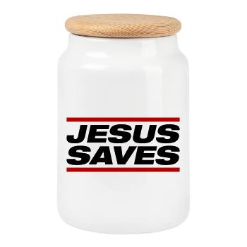 Jésus sauve - Boîte à biscuits avec couvercle en bois - blanc - Devant