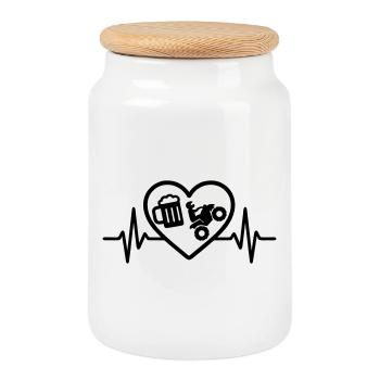 Bière Heart Quad - Boîte à biscuits avec couvercle en bois - blanc - Devant