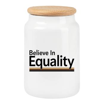 Believe In Equality Statement Gleichberechtigung - Cookie Jar with Wooden Lid - white - Front