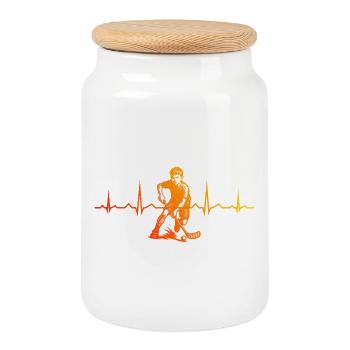 Modern Floorball Artwork - Cookie Jar with Wooden Lid - white - Front