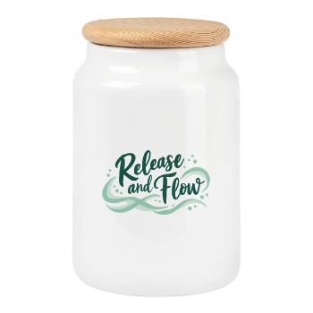 Release and Flow Loslassen und Energiefluss - Boîte à biscuits avec couvercle en bois - blanc - Devant