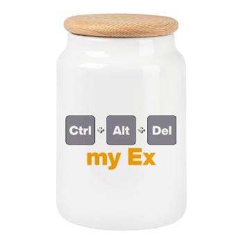 Ctrl Alt Del my Ex für Gamer und Nerds, Split - Keksdose mit Holzdeckel - Weiß - Vorne