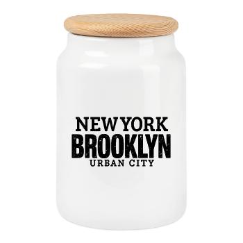 Urban City New York Brooklyn Vintage Style - Keksdose mit Holzdeckel - Weiß - Vorne