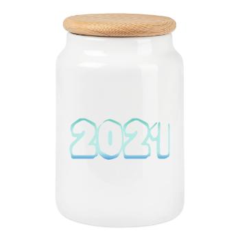 Eisblock 2021 - Cookie Jar with Wooden Lid - white - Front